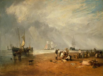 De vismarkt op Hastings Beach